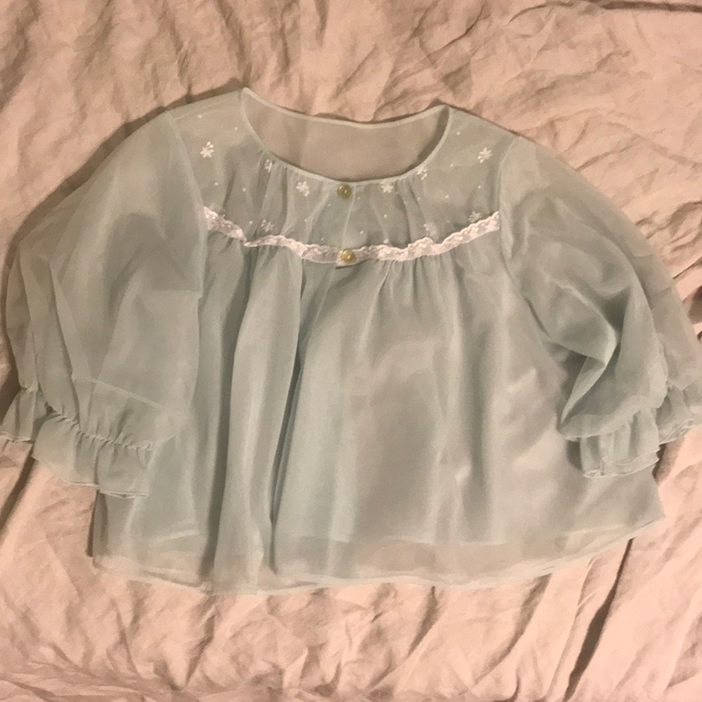 Vintage light blue sheer nightgown top